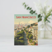 Lombard Street, San Francisco | Vintage Retro Postkarte (Stehend Vorderseite)