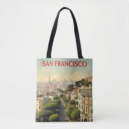 Lombard Street, San Francisco | Vintage Retro Tasche (Vorderseite)