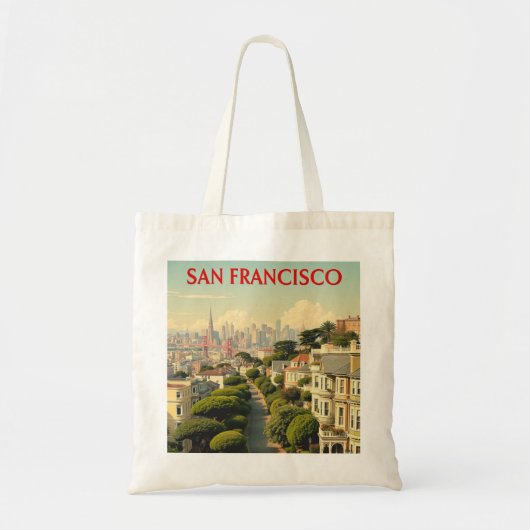 Lombard Street, San Francisco | Vintage Retro Tragetasche (Vorne)