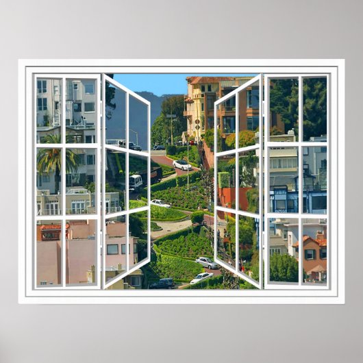 Lombard Street White 24 Pane Open Window Poster (Vorne)