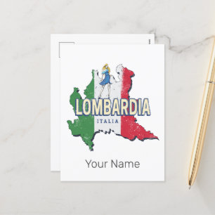 Lombardei Italien Retro-Regionskarte Vintage-Souve Feiertagspostkarte