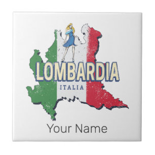 Lombardei Italien Retro-Regionskarte Vintage-Souve Fliese