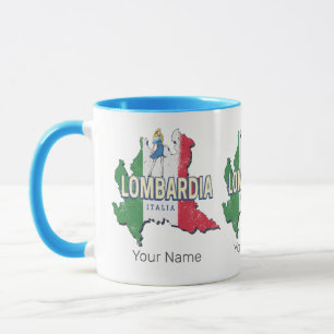 Lombardei Italien Retro-Regionskarte Vintage-Souve Tasse