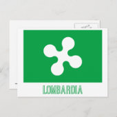 Lombardia-Flagge mit Namen Postkarte (Vorne/Hinten)