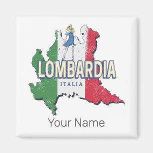 Lombardy Italien Retro Region Karte Vintag Souveni Magnet