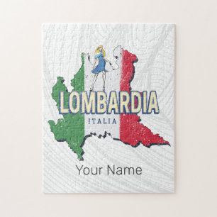 Lombardy Italien Retro Region Karte Vintag Souveni Puzzle
