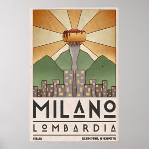 Lombardy Skyline Kunstposter - Mailand Stadtansich Poster