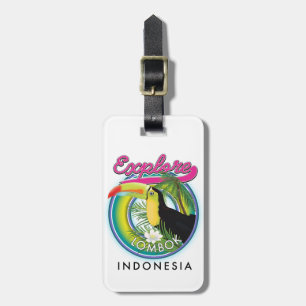 Lombok Indonesien Reise Logo erkunden Gepäckanhänger