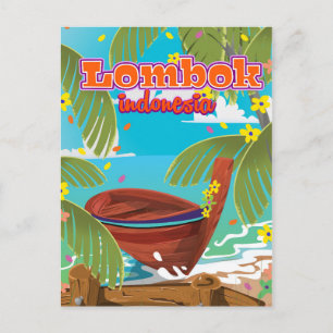 Lombok Island Reiseplakat. Postkarte