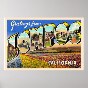 Lompoc Kalifornien CA Vintager Großbuchstabe Postk Poster