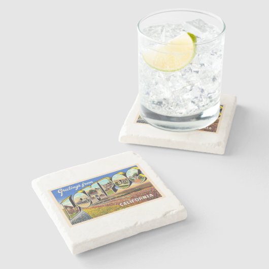 Lompoc Kalifornien CA Vintager Großbuchstabe Postk Steinuntersetzer (Seitenansicht)