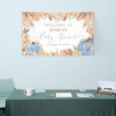 Lona Boho Pampas Blue Pumpkin baby shower Welcome Banner (Messeveranstaltung)