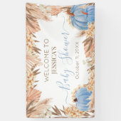 Lona Boho Pampas Blue Pumpkin baby shower Welcome Banner (Vertikal)