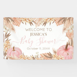 Lona Boho Pampas Pink Pumpkin baby shower Welcome Banner