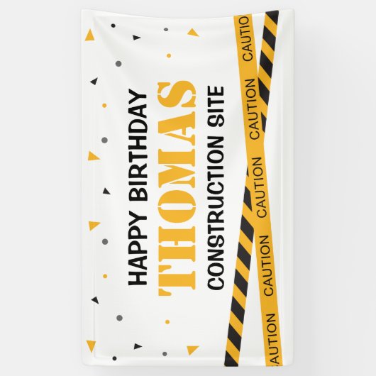 Lona Caution Construction Site Birthday backdrop Banner (Vertikal)