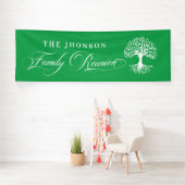 Lona Family Reunion tree backdrop Green Banner (Insitu)