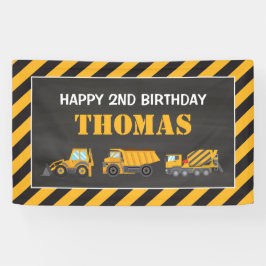 Lona Happy Birthday Construction backdrop Banner