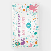 Lona Mermaid Under the Sea birthday banner (Vertikal)