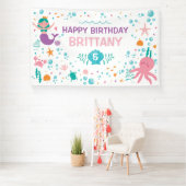 Lona Mermaid Under the Sea birthday banner (Insitu)