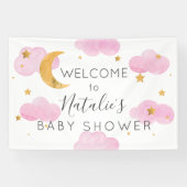 Lona Moon & Stars nubes rosas, pancarta de ducha d Banner (Horizontal)