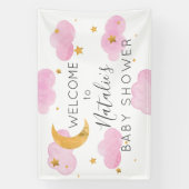 Lona Moon & Stars nubes rosas, pancarta de ducha d Banner (Vertikal)