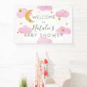 Lona Moon & Stars nubes rosas, pancarta de ducha d Banner (InSitu)