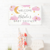 Lona Moon & Stars nubes rosas, pancarta de ducha d Banner (Insitu)