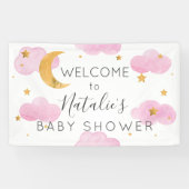 Lona Moon & Stars nubes rosas, pancarta de ducha d Banner (Horizontal)