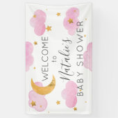 Lona Moon & Stars nubes rosas, pancarta de ducha d Banner (Vertikal)