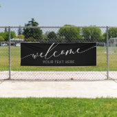 Lona WELCOME black and white Sign banner backdrop (Insitu)