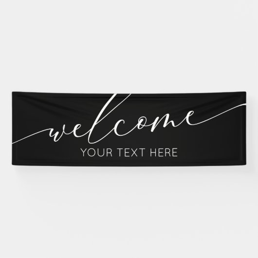Lona WELCOME black and white Sign banner backdrop (Horizontal)