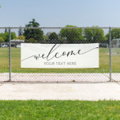 Lona WELCOME black and white Sign banner backdrop (Insitu)