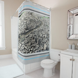 London 2015 City Map: Duschvorhang mit Luftaufnahm