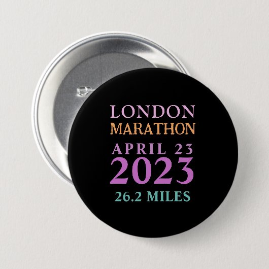 London 23. April Marathon Custom Text Button (Vorne & Hinten)