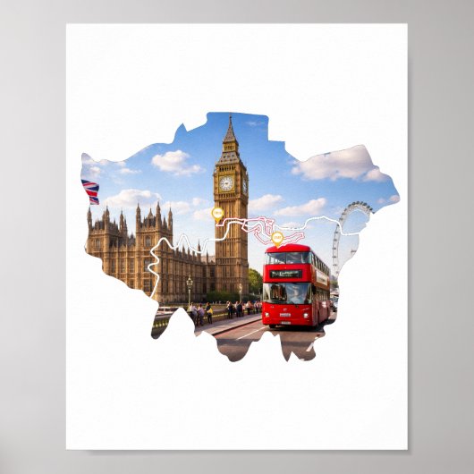 London 26.2 Marathon Parcours Poster (Vorne)