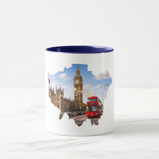 London 26.2 Marathoner Course Map Mug Tasse (Zentrum)
