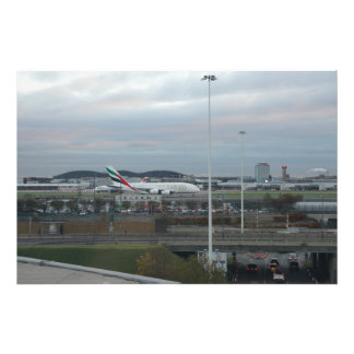 London Airport Abendlandung Fotodruck