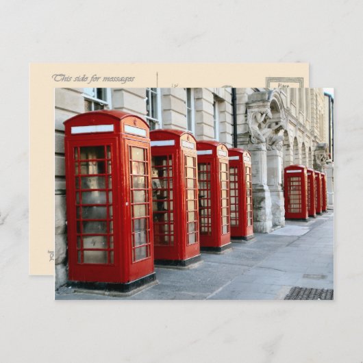 London, alte rote Telefonboxen Postkarte (Vorne/Hinten)