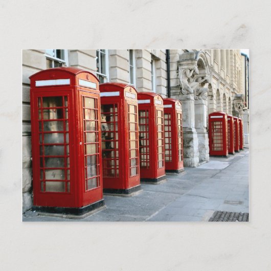 London, alte rote Telefonboxen Postkarte (Vorderseite)