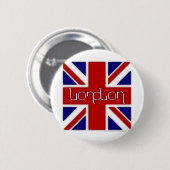 "London" ambigram auf BRITISCHER Flagge Button (Vorne & Hinten)