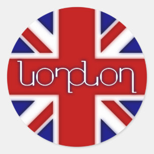 "London" ambigram auf BRITISCHER Flagge Runder Aufkleber