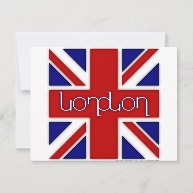 "London"-Ambigramm unter britischer Flagge (Vorderseite)