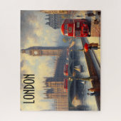 London an einem Rainy Day Red Bus Westminster Puzzle (Vertikal)