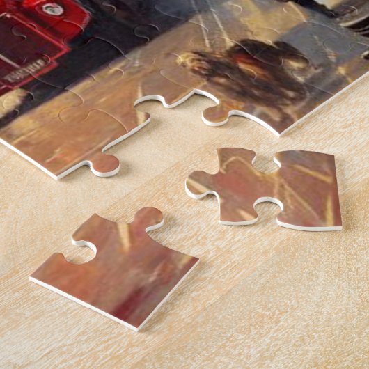 London an einem Rainy Day Red Bus Westminster Puzzle (Seite)