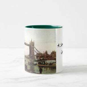 London-Andenken-Tasse - Turm-Brücke Zweifarbige Tasse