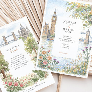 London Aquarell Big Ben Tower Bridge Hochzeit Einladung