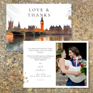 London-Aquarell-Hochzeitsfoto Dankeskarte