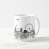 London-Aquarell-Schwarz-Stadt-Skyline modern Kaffeetasse (VorderseiteRechts)