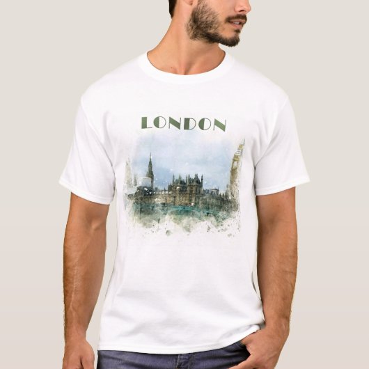 London Aqucolor Illustration T-Shirt (Vorderseite)