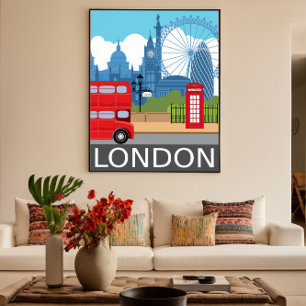 London Art Print Retro Reisebahnposter Poster